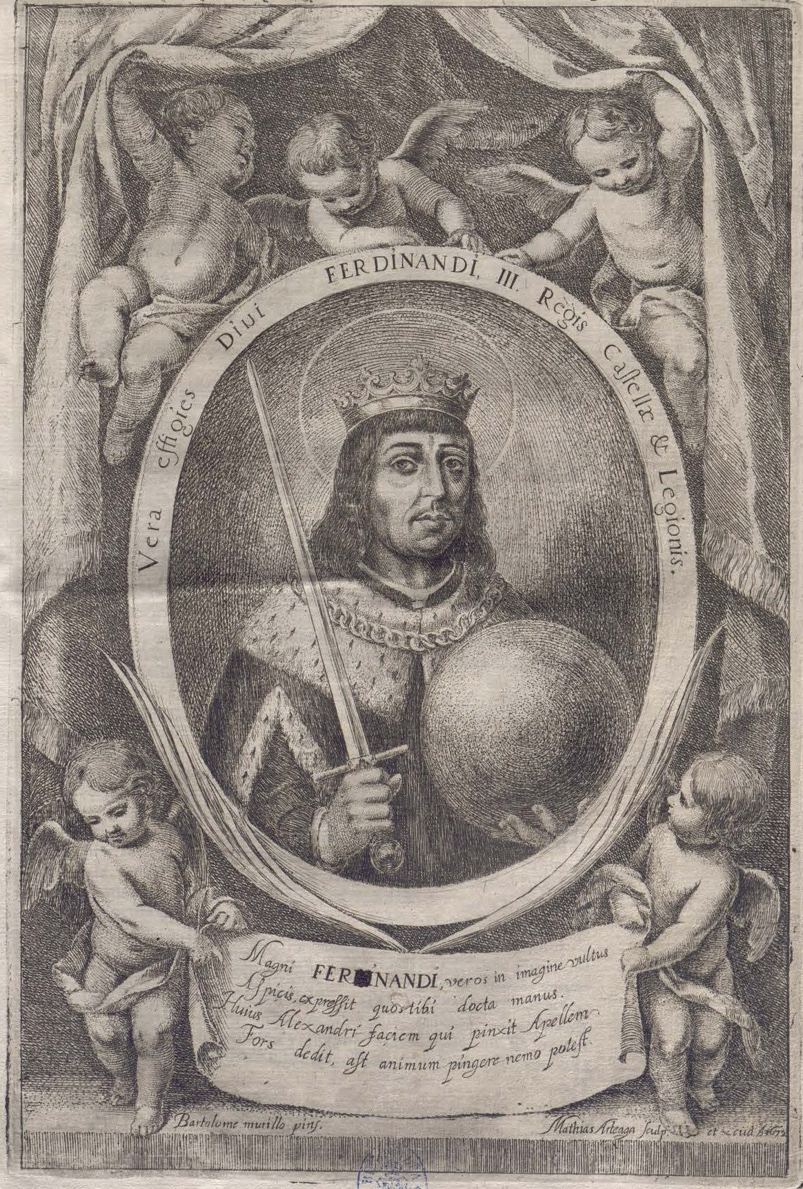 Retrato de Fernando III en Fiestas… al nuevo culto del Señor Rey S. Fernando. F. de la Torre Farfán