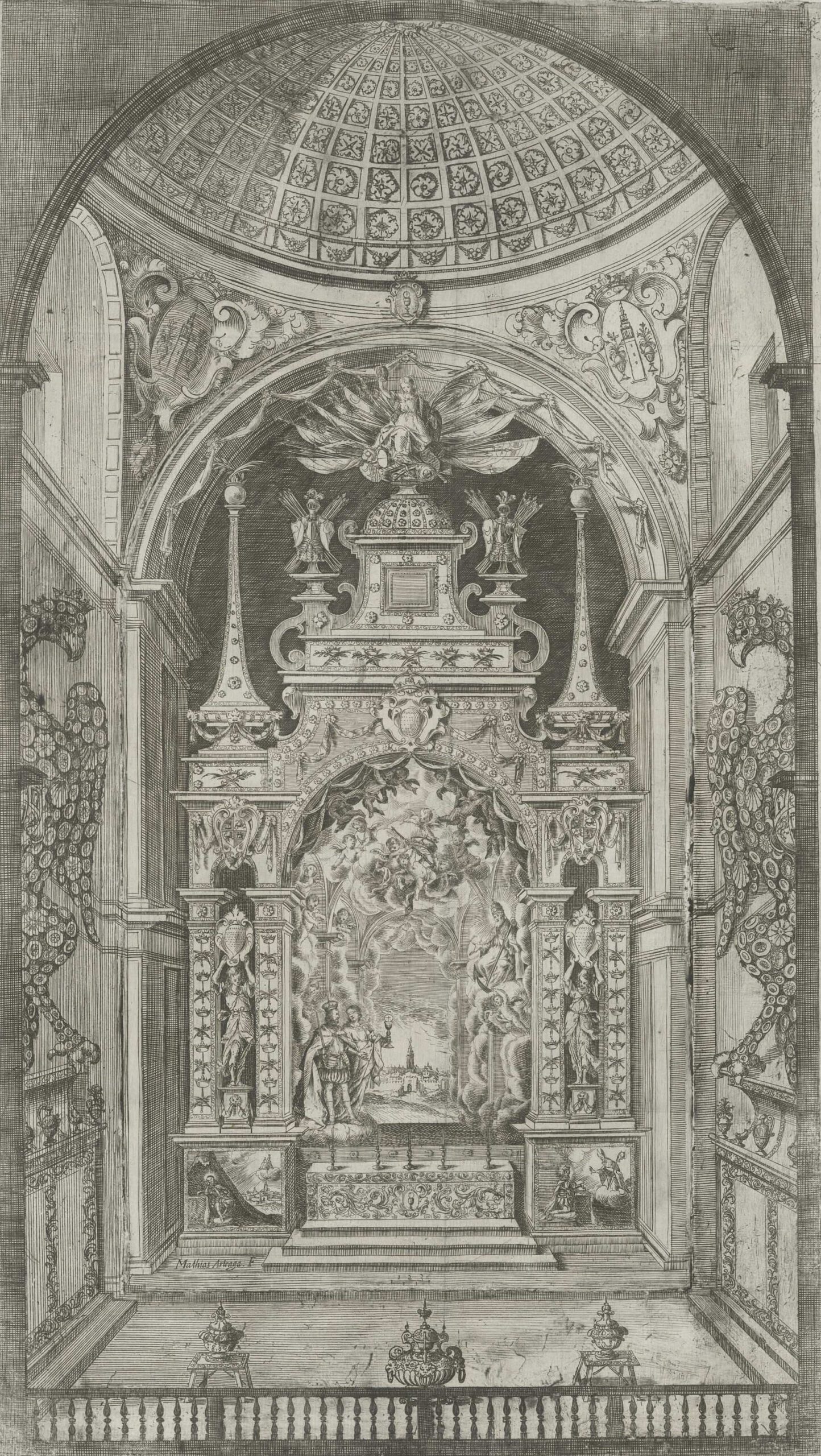 Capilla del Sagrario de la catedral de Sevilla, en Fiestas… al nuevo culto del Señor Rey S. Fernando. F. de la Torre Farfán