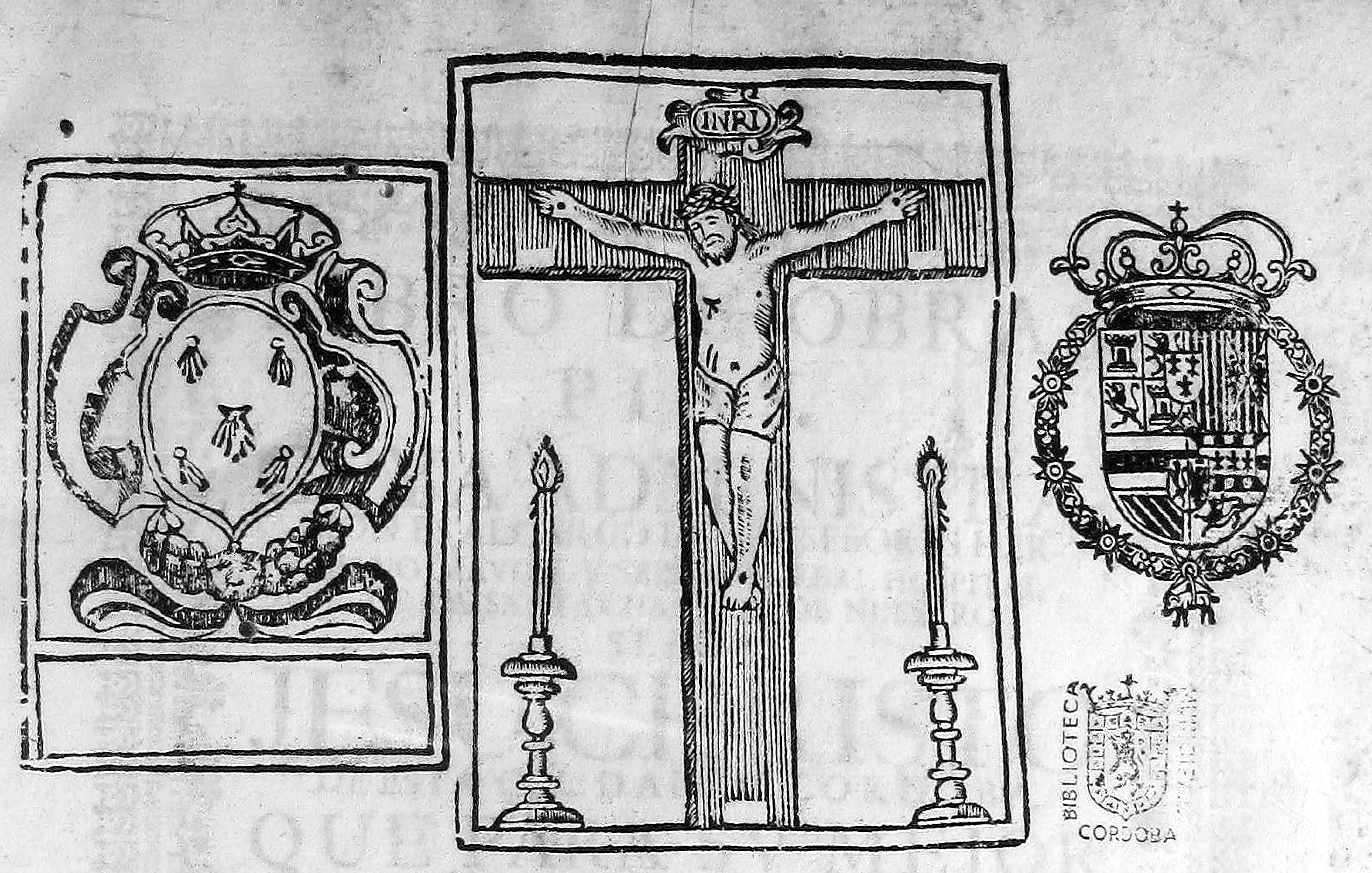 Cristo crucificado y escudos
